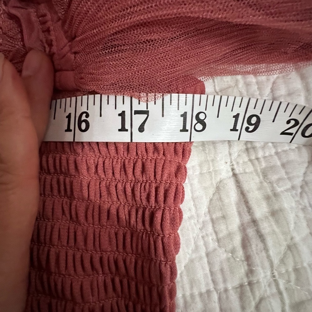 Free People Dusty Rose Ruffle Sleeve Cinched Bodysuit very stretchy Size S/M - Picture 7 of 7